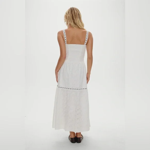 Frankie's Bikinis White Maxi Dress with Black Details - Picture 2 of 8